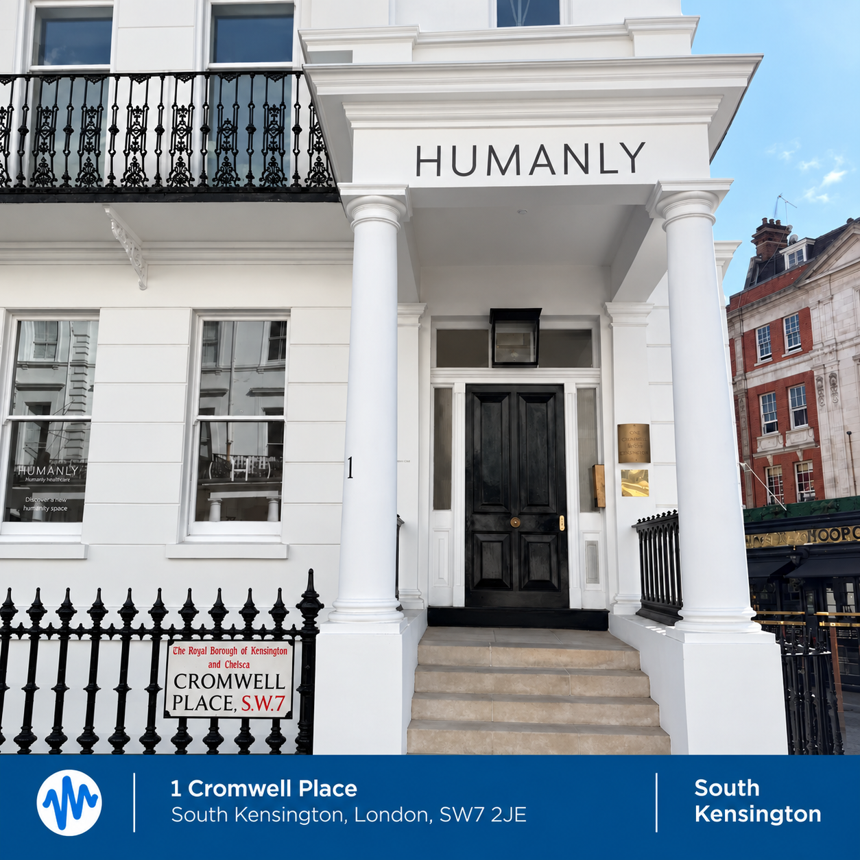 South Kensington clinic location, 1 Cromwell Place, London SW7 2JE