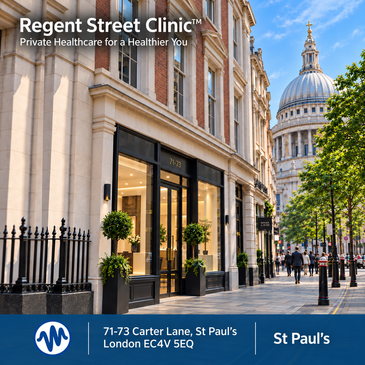 St Paul’s clinic location, 71-73 Carter Lane, London EC4V 5EQ
